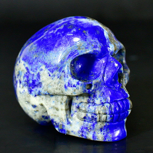 【一点物】ヒューマン スカル（骸骨） 天然ラピスラズリ 彫刻（カービング） 97g 天然石 パワーストーン￢