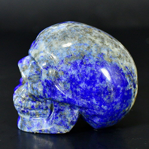 【一点物】ヒューマン スカル（骸骨） 天然ラピスラズリ 彫刻（カービング） 97g 天然石 パワーストーン￢