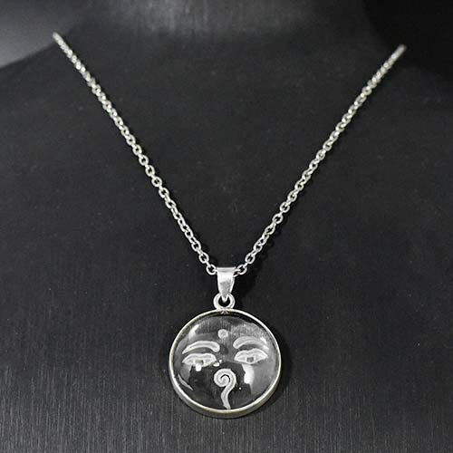 【一点物】【限定品】ガネッシュヒマール産 ヒマラヤ水晶 チベット密教 ブッダズアイ彫刻 シルバー ペンダントトップ クリスタル クォーツ【送料無料】