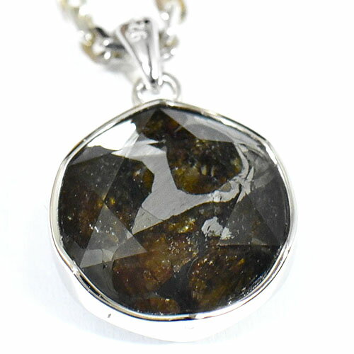 【一点物】パラサイト隕石(石鉄隕石) 六芒星（ダビデの星） シルバー ペンダントトップ 幅：17mm【送料..