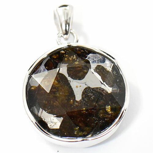 【一点物】パラサイト隕石(石鉄隕石) 六芒星（ダビデの星） シルバー ペンダントトップ 幅：17mm【送料..