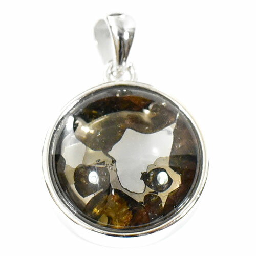 【一点物】パラサイト隕石(石鉄隕石) スターリングシルバー ペンダントトップ 幅：16mm 【送料無料】