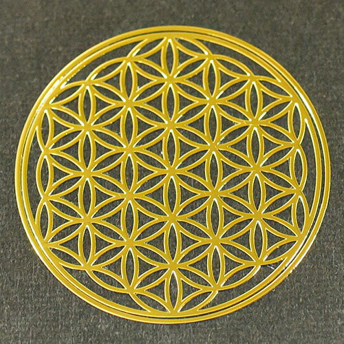 フラワーオブライフ（生命の花） 金色 メタル（金属） ステッカー 直径：3cm 3枚セット 幾何学模様【メール便対応可】 2