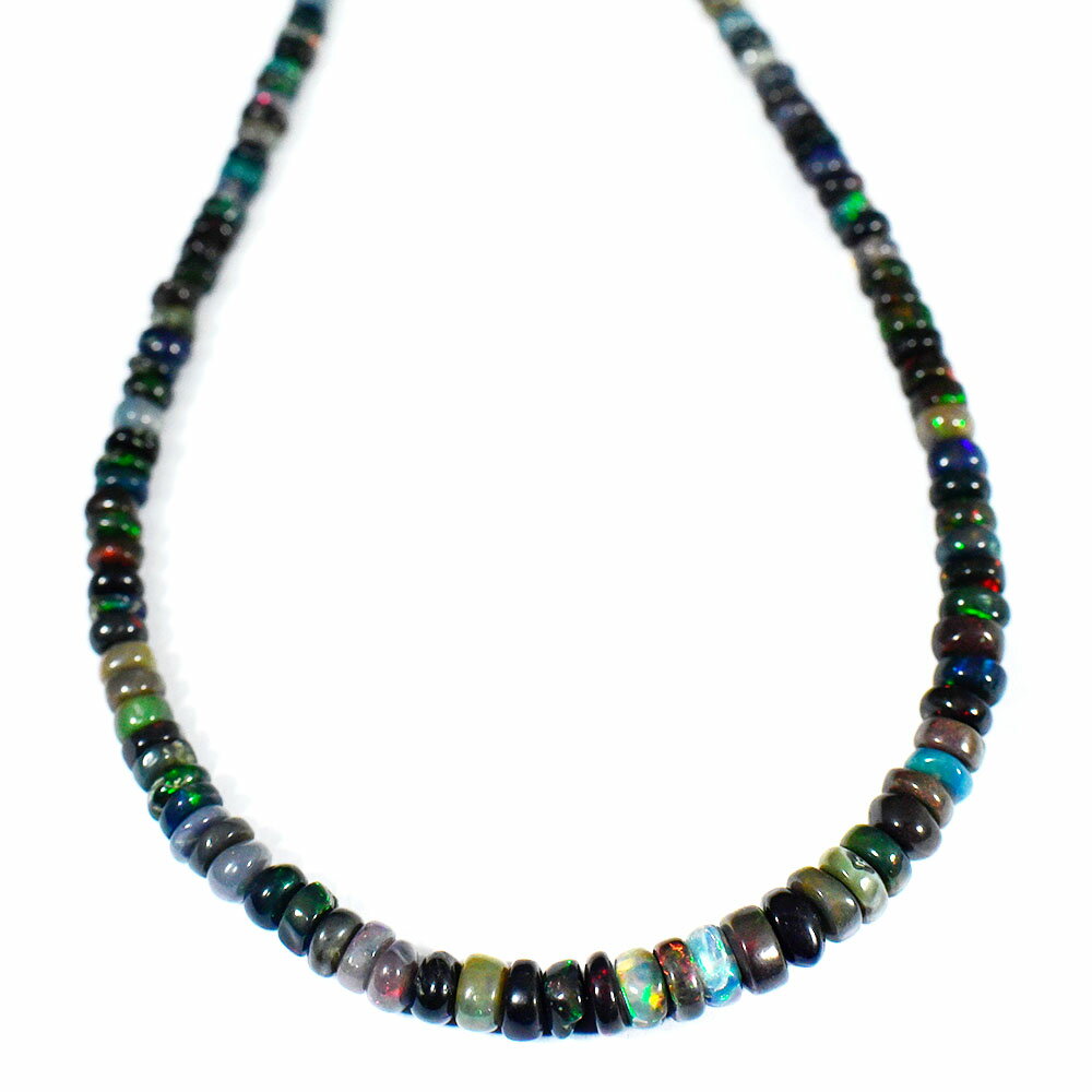 【一点物】天然オパール（エチオピア産） ネックレス チェーン 38＋6cm長さ調節可能【送料無料】￢