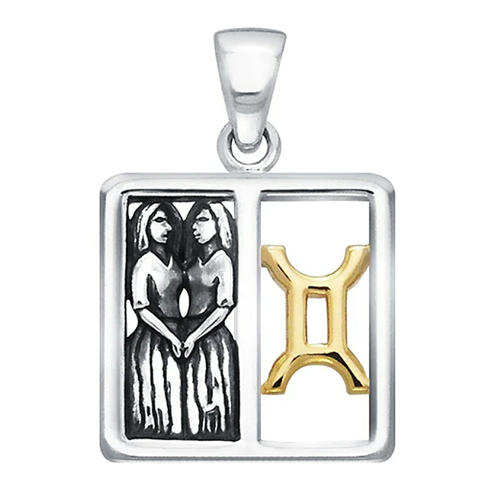 【PETER STONE】黄道十二星座 双子座(Gemini) シルバー&ゴールドプレート ペンダントトップ 5月21日〜6月21日生まれ 西洋占星術【送料無料...