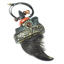 【一点物】アイヌ紋様 エンジュ(槐) 彫刻 ヒグマの爪 ペンダント チェーン付 西田智三 羆 ウッドカービング カムイ 神威 北海道 手彫り ペンダントトップ ...