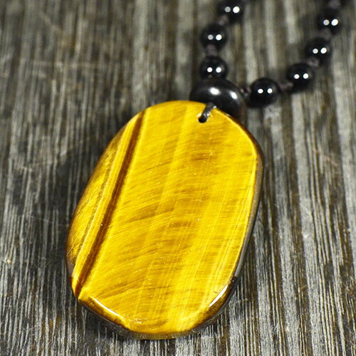 【一点物】龍（ドラゴン） タイガーアイ 彫刻 ブラックオニキス チェーン ネックレス 長さ調整可能 ペンダント カービング 手彫り 天然石【送料無料♪】