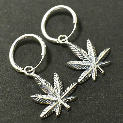 ネイティブアメリカンデザイン ヘンプ(マリファナ) シルバー ピアス(セット・対)【メール便対応可】