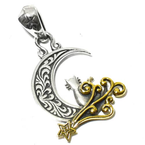 【goodvibrations】月猫 クレセントムーンキャット シルバー ペンダントトップ グッドバイブレーション..