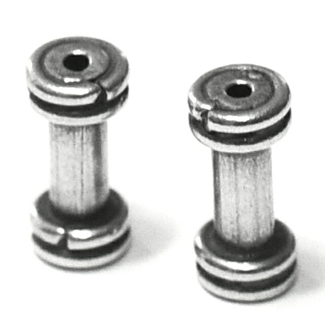 バリ島 シルバーパーツ 伝統模様 チューブ型ビーズ 2個セット ｜インドネシア シルバー925