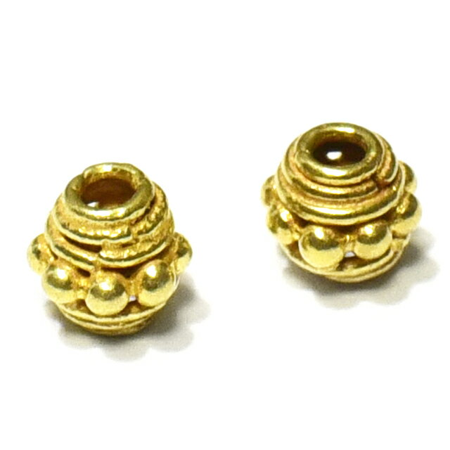 【バリシルバーパーツ】24kメッキ（ヴェルメイユ）加工ビーズ 2個セット インドネシア バリ島 パーツ ..