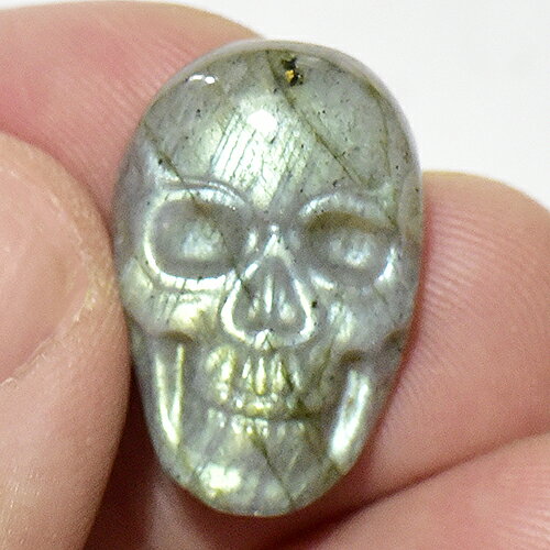 【一点物】ラブラドライト スカル（骸骨） カービング（彫刻） プレート カボション【メール便対応可】￢