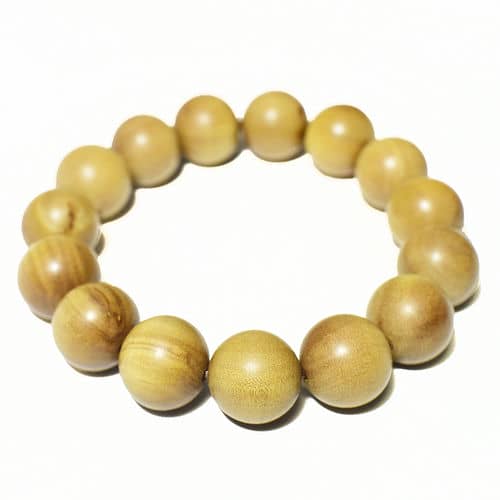 【一点物】インド マイソール産 白檀（サンダルウッド）ブレスレット ビーズ直径：15．5mm 数珠ブレスレット 手首周り：18cm チベット密教アクセサリー 【送料無料】