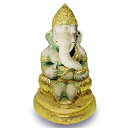 【一点物】インド神 ガネーシャ 石材 置物 高さ:13.5cm 重さ:557g【送料無料】¬