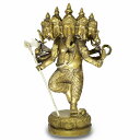 【一点物】インド神 5面 鬼神 ガネーシャ 金属 置物 高さ:31cm 重さ:3575g【送料無料】