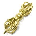 チベット密教 法具 金剛杵(バジュラ) ゴールドメタルカラー 98mm 95g