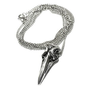 クロウ(カラス) スカル(頭蓋骨) ネックレス TYPE2 チェーン付 crow skull 骸骨 八咫烏 熊野神社 和柄【メール便対応可】