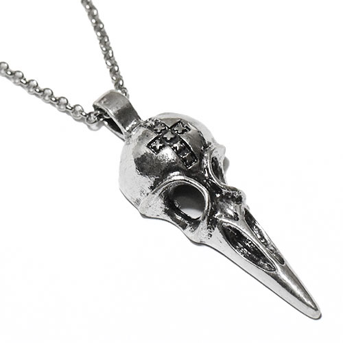 クロウ（カラス） スカル（頭蓋骨） ネックレス TYPE3 チェーン付 crow skull 骸骨 八咫烏 熊野神社 和柄【メール便対応可】の商品画像 2