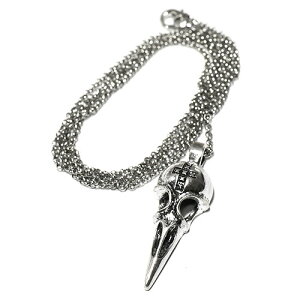 クロウ(カラス) スカル(頭蓋骨) ネックレス TYPE3 チェーン付 crow skull 骸骨 八咫烏 熊野神社 和柄【メール便対応可】