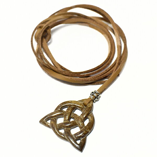 【一点物】マンモス牙 彫刻 ケルティックノット トリケトラ シルバー ネックレス 長さ調整可能【送料無..