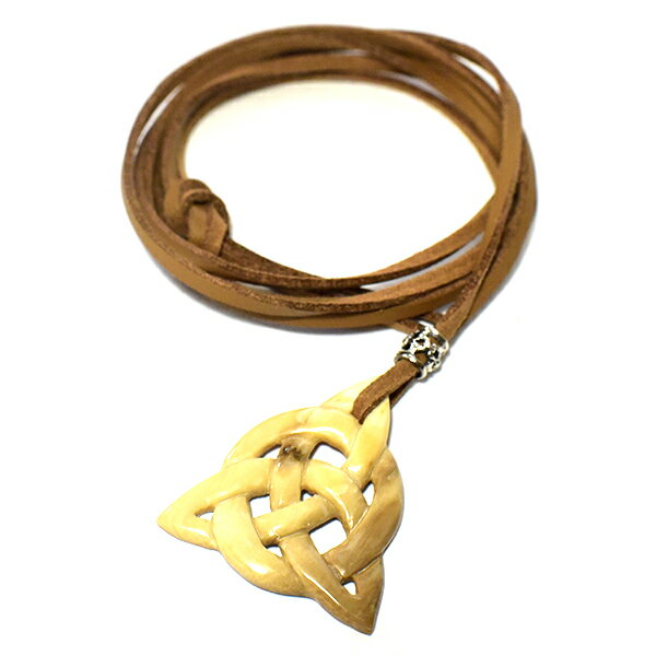 【一点物】マンモス牙 彫刻 ケルティックノット トリケトラ シルバー ネックレス 長さ調整可能【送料無..