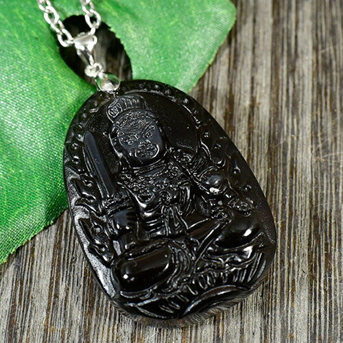 オブシディアン不動明王彫刻シルバー...