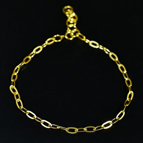 チェーン型 スターリングシルバー ゴールドコーティング ブレスレット 17．5～19cm（調整可能）【メール便対応可】