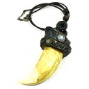 【一点物&激レア】アイヌ紋様 エンジュ(槐) 彫刻 ヒグマの牙 ペンダント チェーン付 西田智三 羆 ウッドカービング カムイ 神威 北海道 手彫り ペンダント...