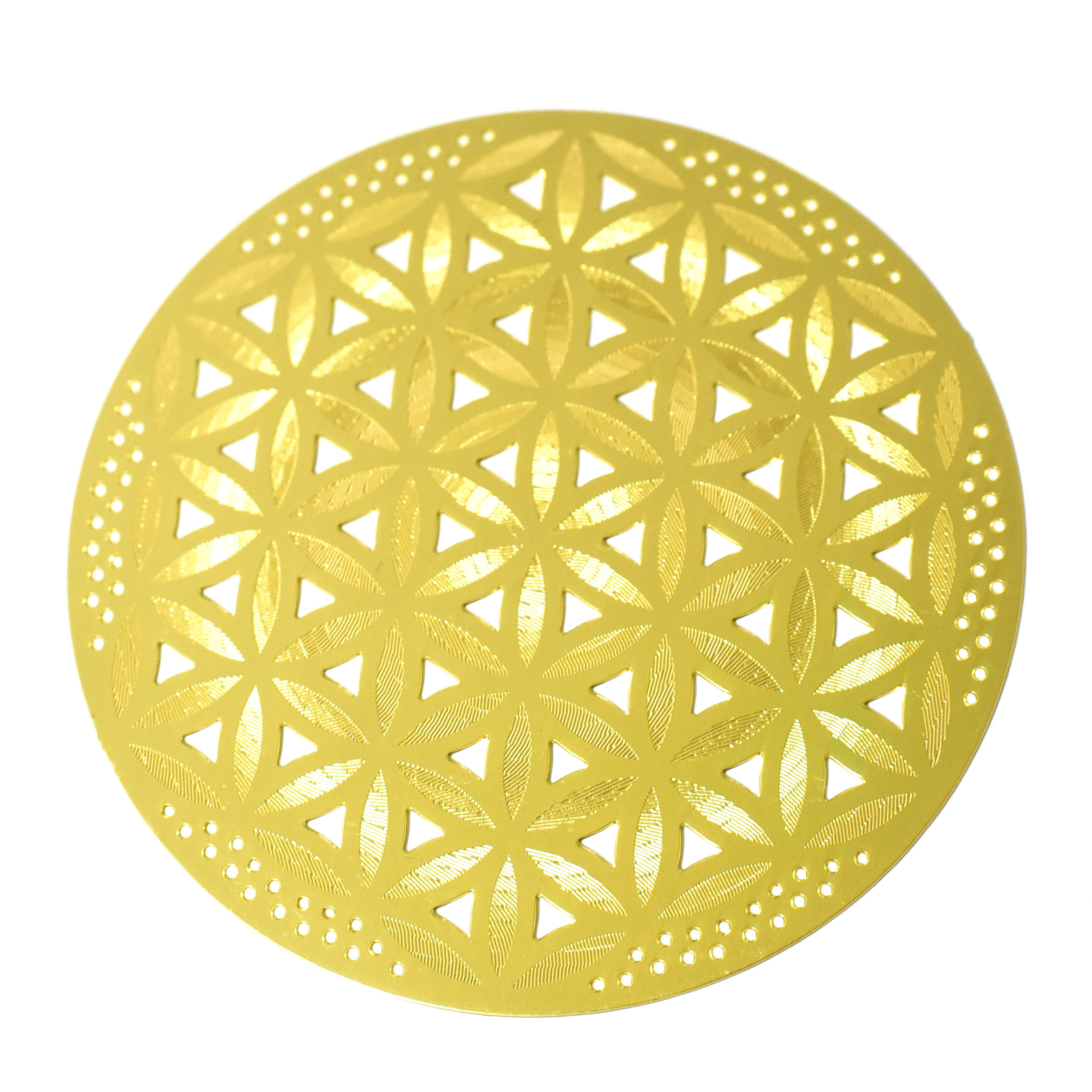 フラワーオブライフ（生命の花） 金色 メタル（金属） カード 直径：5cm エナジーカード【メール便対応可】