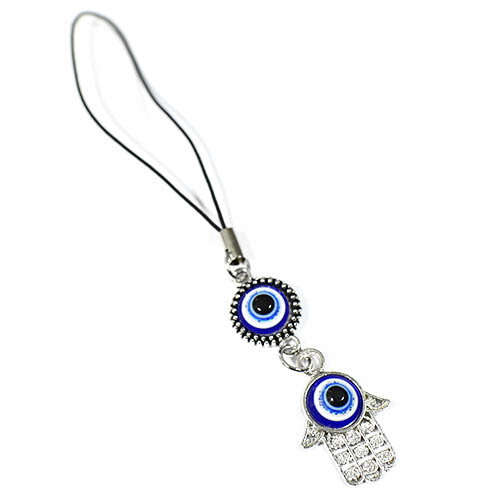 ハムサ(ファティマの手) 邪視(ナザールボンジュウ) ストラップ 魔除けのお守り 中近東 イスラエル トルコ【メール便対応可】