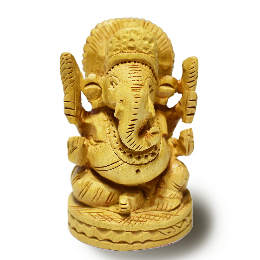 インド神 ガネーシャ 彫刻（カービング） 置物 高さ：68mm 印度黄檀 木彫り
