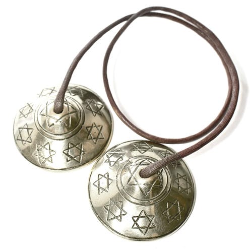 チベット密教 ティンシャ（チベタンベル） 六芒星（ダビデの星） ミニ 直径：48mm　ヒモ：茶色 ヨガ ｜ヨガ 浄化 癒…