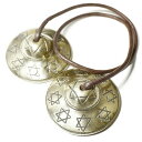 チベット密教 ティンシャ(チベタンベル) 六芒星(ダビデの星) 7メタル 直径:62mm ヒモ:茶色|ヨガ 浄化 癒し 瞑想 ヒーリング チャクラ【中サイズ】【...