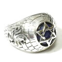 【一点物】六芒星(ダビデの星) ラピスラズリ 嘆きの壁 スターリングシルバー カレッジ リング(指輪) 17号 【送料無料】¬