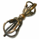【特大】チベット密教 法具 金剛杵(バジュラ) 25cm 1350g コッパー(銅)アンティーク加工 ドルジェ ヴァジュラ 西蔵 チベット【送料無料】
