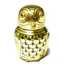 【一点物】幸運の鳥 フクロウ 梟 伝統模様 金粉塗料 手塗 漆器 ジュエリー ボックス 宝石箱¬
