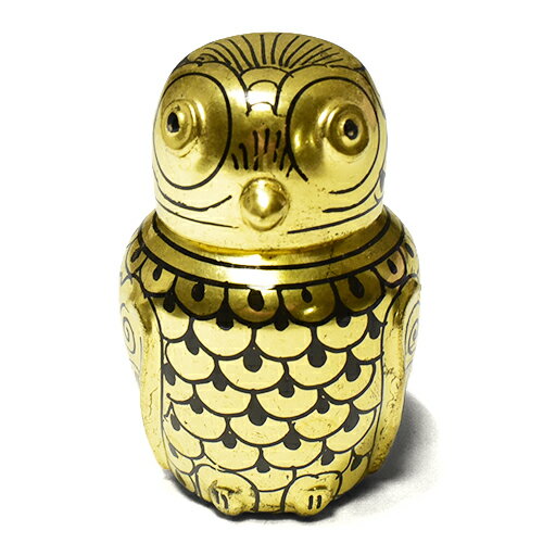 【一点物】幸運の鳥 フクロウ 梟 伝統模様 金粉塗料 手塗 漆器 ジュエリー ボックス 宝石箱￢(4)