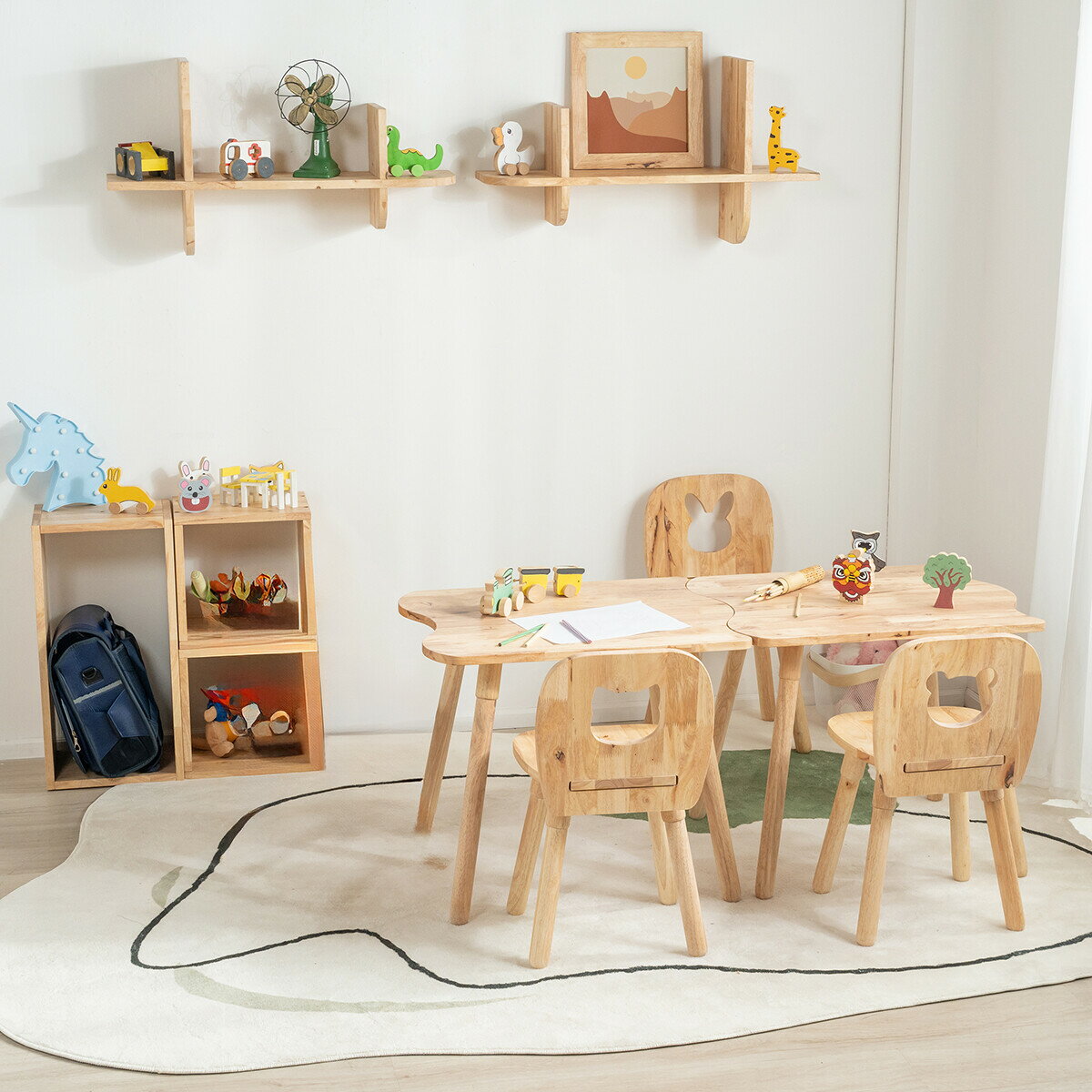 テーブル　Kidsテーブル　天然木ラバーウッド無垢材　【NATURALSIGNATUREシリーズ】