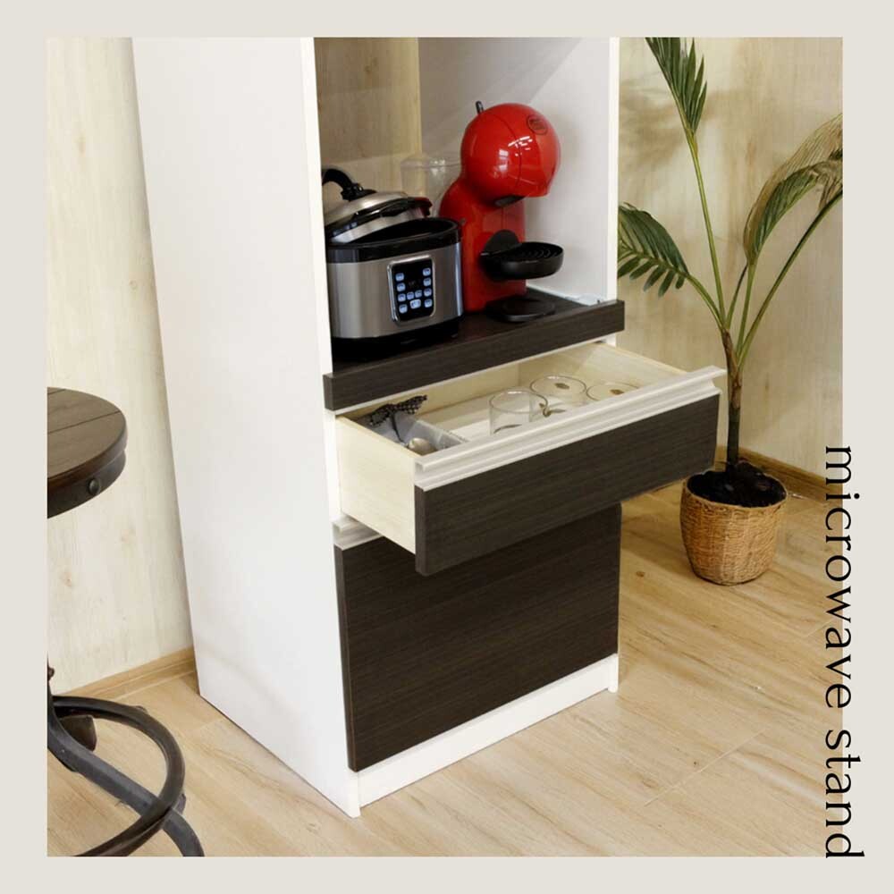 レンジ台　国産 キッチン収納 コンセント付　　BK色