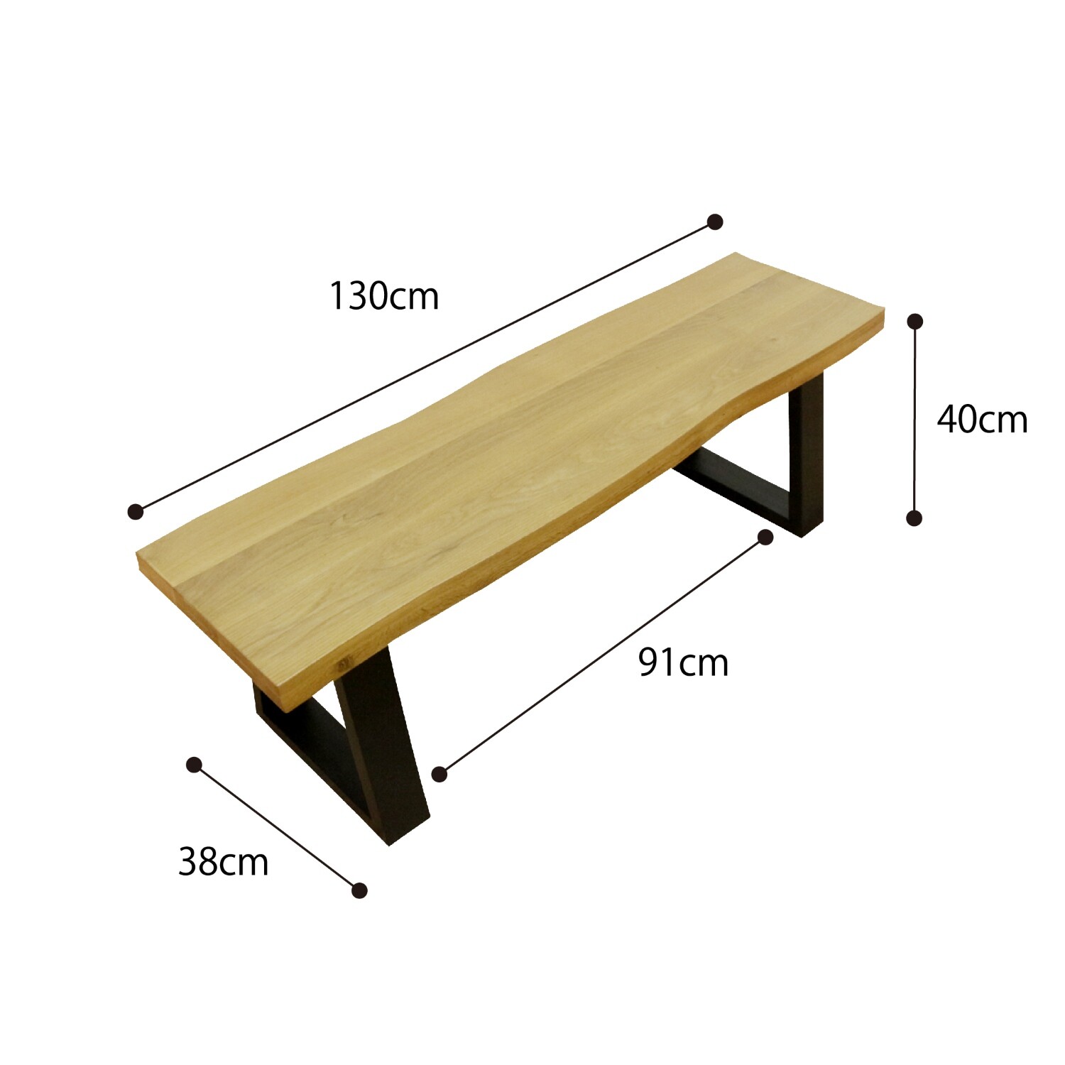 ベンチ ダイニングベンチ 一枚板風 オール無垢 アジャスター付き 天然木 130cm 115cm [3]