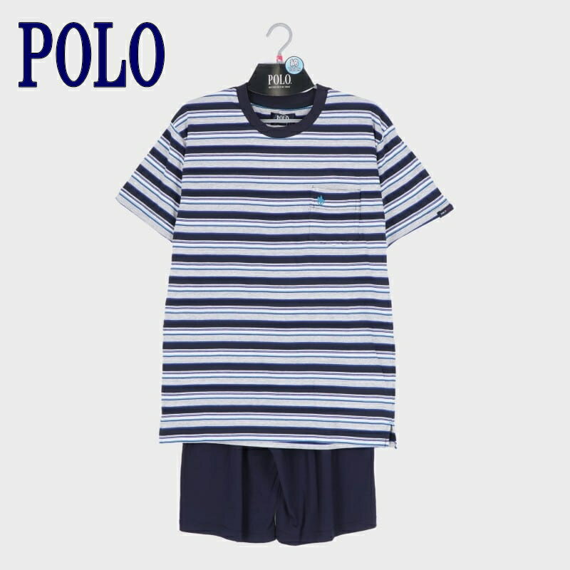 父の日　メンズ　半袖　パジャマ　紳士『POLO』綿100％天竺丸首　ルームウエアーにも　紳士　パジャマ　CLU　父の日　ギフト　プレゼント　M　L