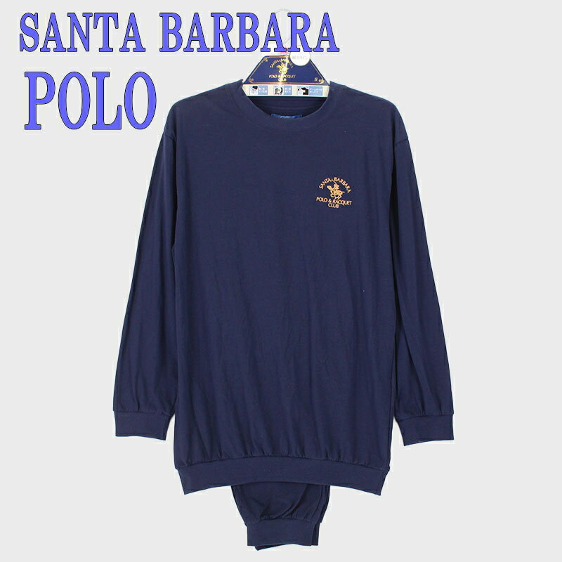 父の日　メンズ長袖　パジャマ　紳士『SANTA BARBARA POLO』無地丸首Tスーツパジャマ