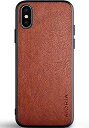 スマホケース高級完全に保護iPhone XSケースレトロなスタイル (iPhone XS, Brown)