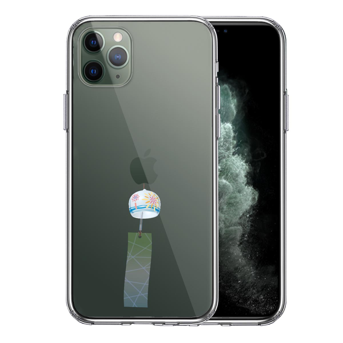 iPhone11pro 側面ソフト 背面ハード ハイブリッド クリア ケース 風鈴 江戸風鈴