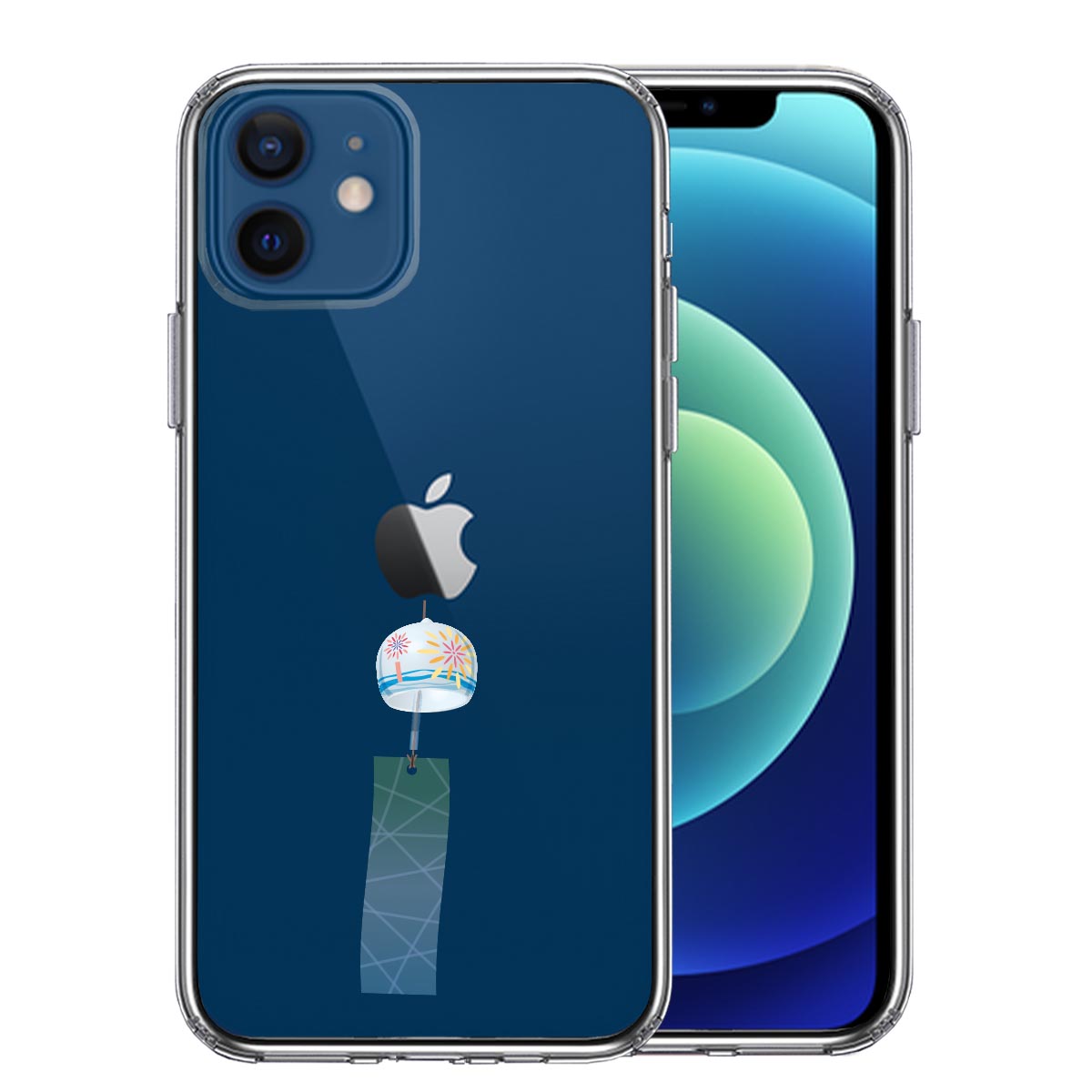 iPhone12mini 側面ソフト 背面ハード ハイブリッド クリア ケース 風鈴 江戸風鈴