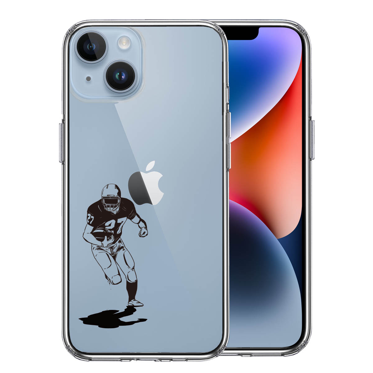 iPhone14 側面ソフト 背面ハード ハイブリッド クリア ケース アメフト クオーターバック