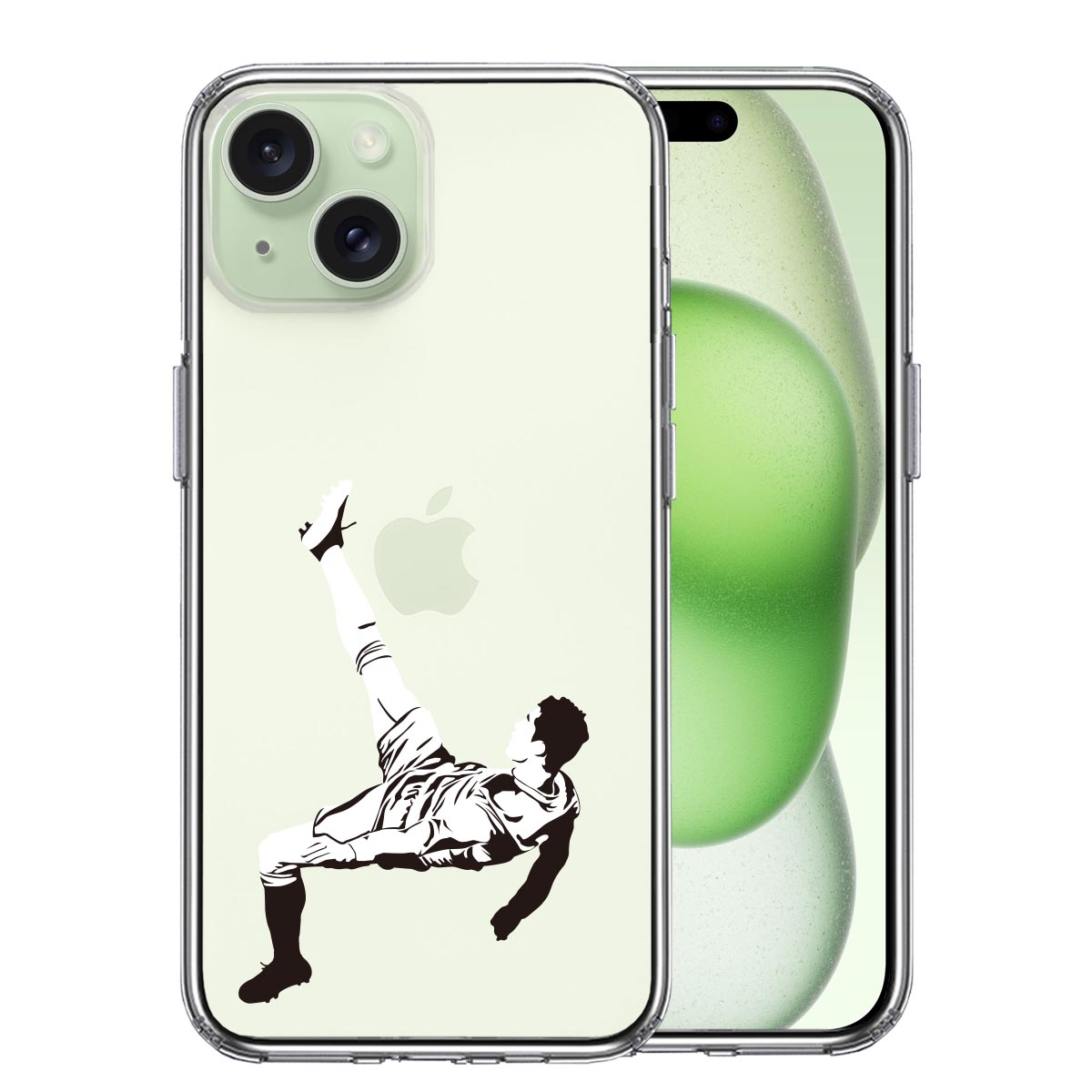 iPhone15 側面ソフト 背面ハード ハイブリッド クリア ケース サッカー オーバーヘッドキック 2