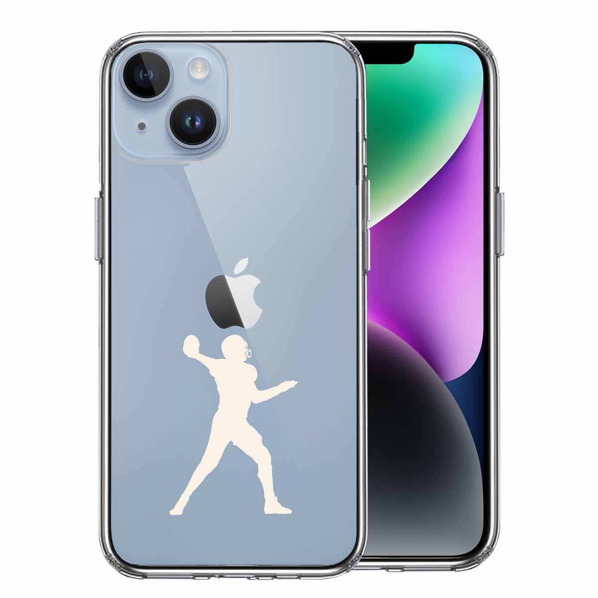 iPhone14 側面ソフト 背面ハード ハイブリッド クリア ケース クォーターバック ホワイト