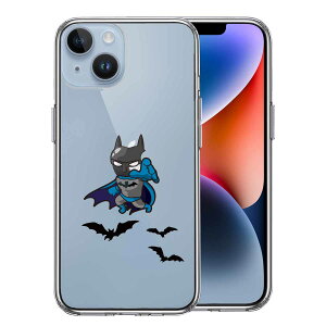 iPhone 14 Plus 側面ソフト 背面ハード ハイブリッド クリア ケース 映画パロディ 蝙蝠男