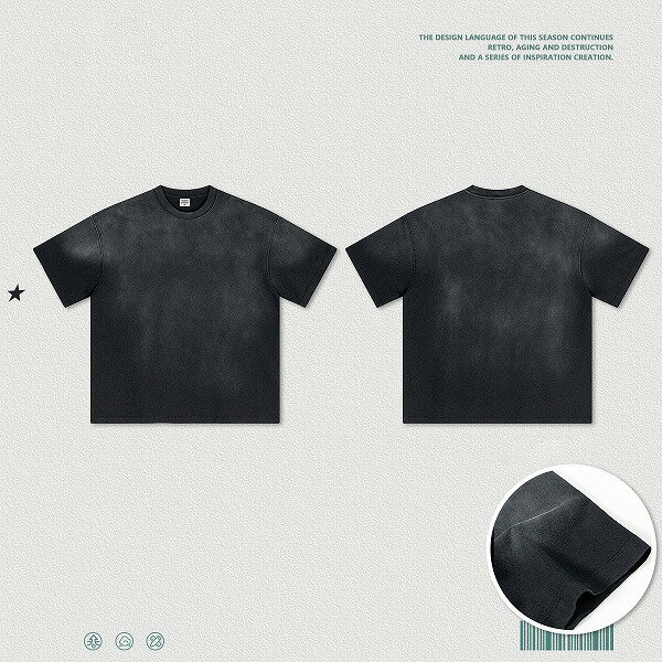 メンズファッション ビンテージ風 半袖Tシャツ 男女兼用 ストリート系 トップス 春夏 2024新作★